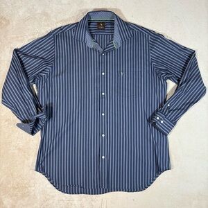 Tailorbyrd Men's Shirt Size XL BlueStriped Long Sleeve Button Down Top Flip Cuff